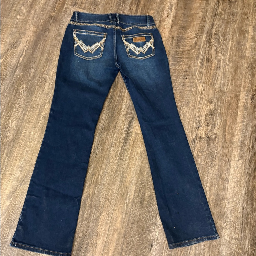 Dark non distressed wrangler bootcut jeans